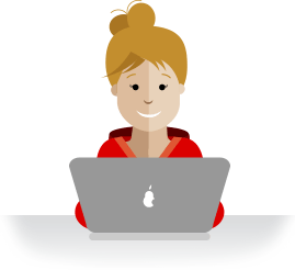 Illustratie meisje aan het leren en oefenen op haar laptop met een online theoriecursus